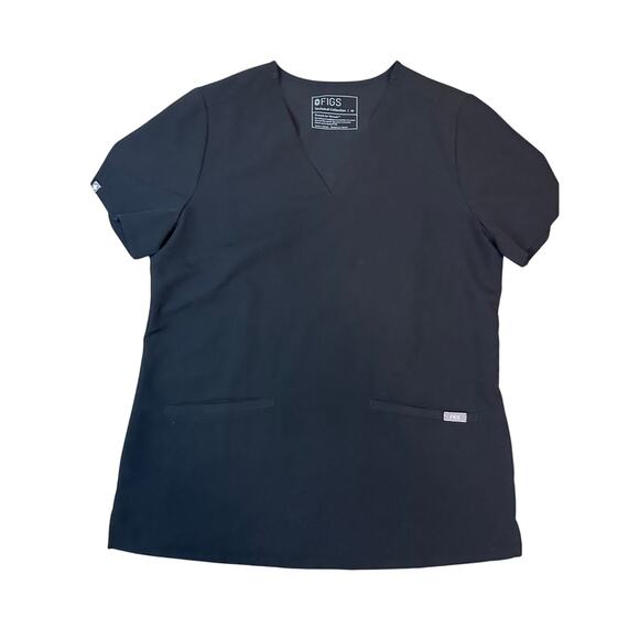 Figs Casma Three-Pocket Scrub Top in Black - Picture 1 of 4